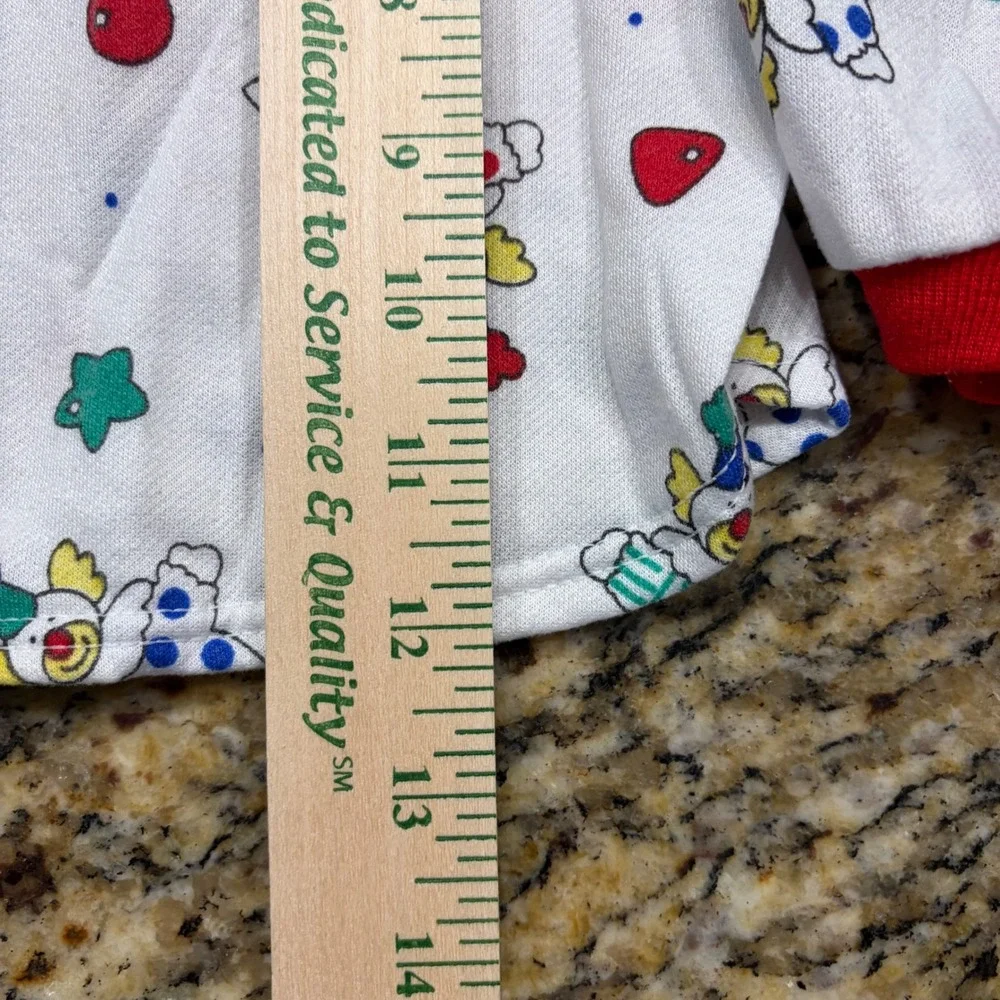 Vintage Carters Toddler Clown Print Sweatshirt Made in USA White Red 24 Months